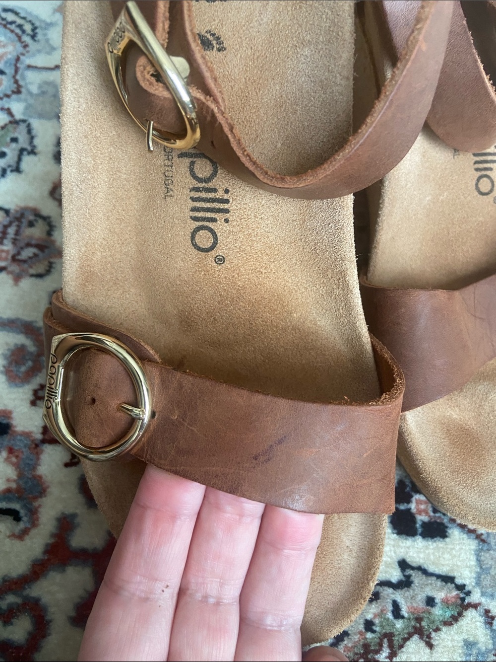 Birkenstock Papillio Soley Buckle Cork Wedge Sandal size 7 in Cognac - Picture 10 of 11